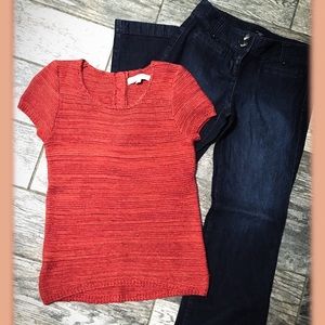❤️ Ann Taylor Loft Petite Orange Knit Sweater
